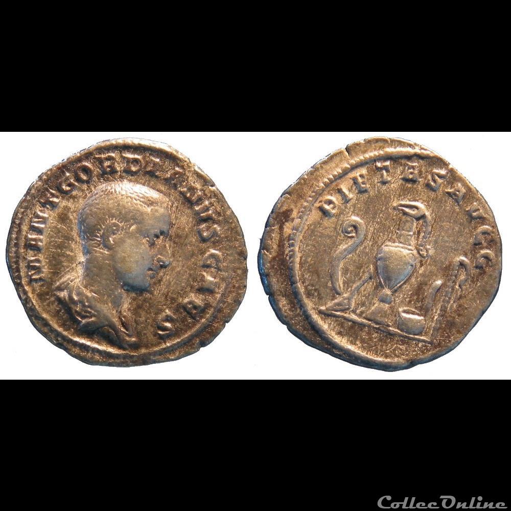 Denier Gordien Caesar 5 éléments monnaie antique av jc ap romaine denier gordien caesar 5 elements