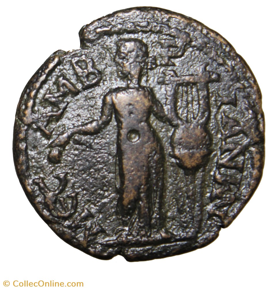 monnaie antique av jc romaine provinciale mesambrie gordien et tranquilline pentassaria apollon