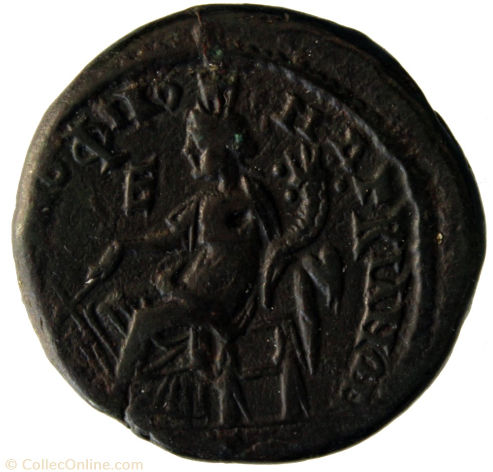 Pentassaria Gordien et Sarapis Tyche assise monnaie antique av jc romaine provinciale pentassaria gordien et sarapis tyche assise