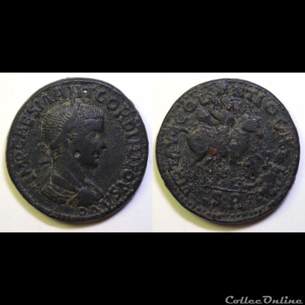 Deuxième émission Gordien AE 33 gordien tuant un ennemi monnaie antique av jc ap romaine provinciale deuxieme emission gordien ae 33 gordien tuant un ennemi