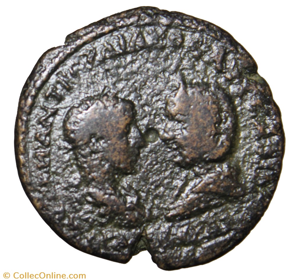 monnaie antique av jc romaine provinciale mesambrie gordien et tranquilline pentassaria apollon