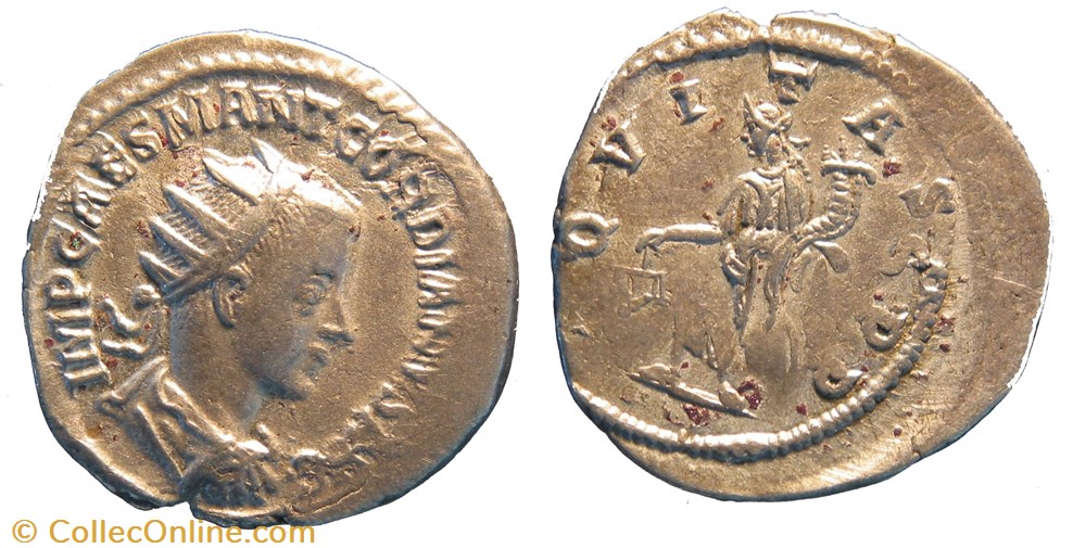 Antoninien 1ere émission Double frappe monnaies antiquite av jc romaines republicaines imperiales antoninien 1ere emission double frappe