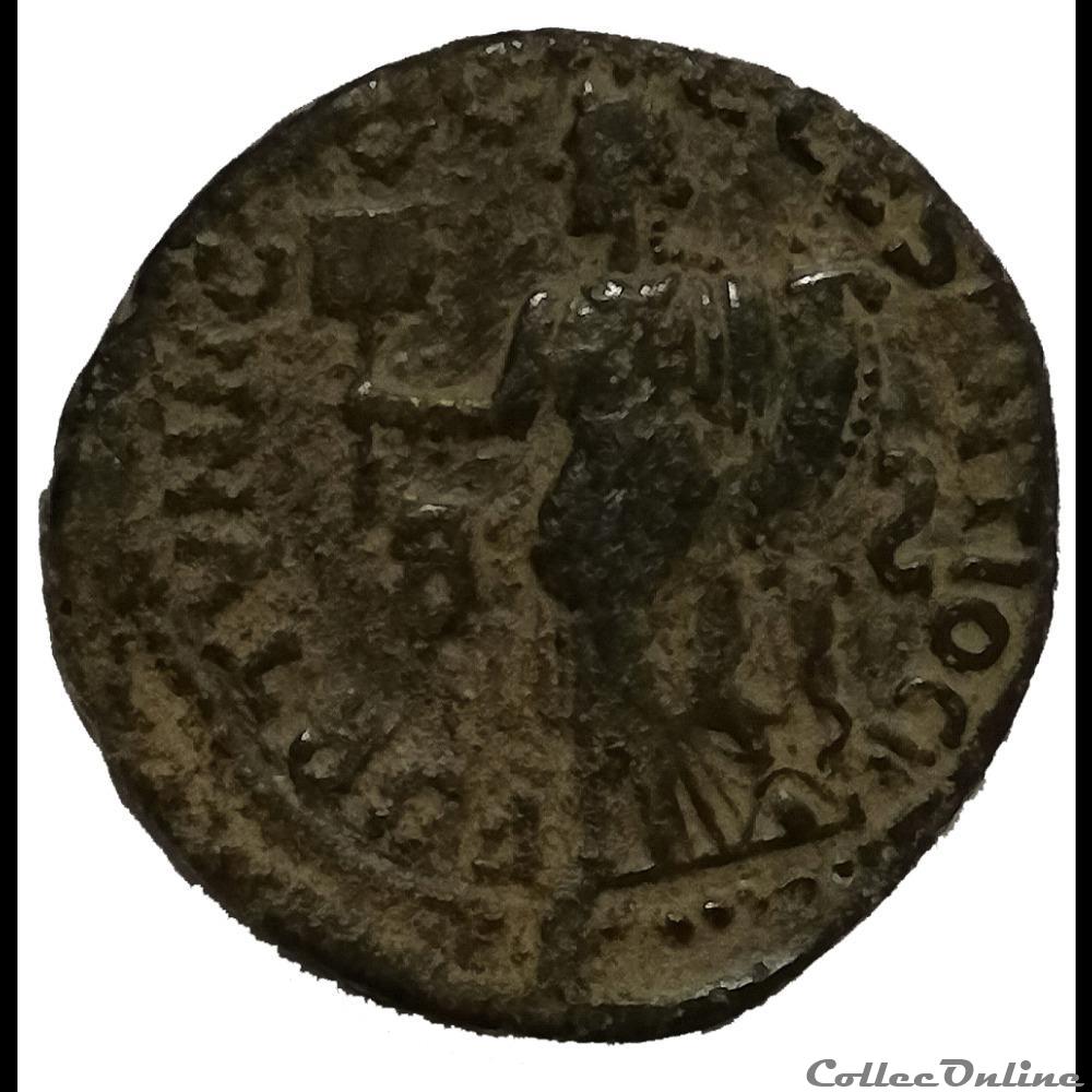 Seconde émission Gordien Ae27 Lauré, Fortune rétrograde monnaie antique av jc ap romaine provinciale seconde emission gordien ae27 laure fortune retrograde