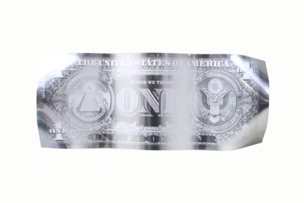 art antiquites sculptures aluminium one dollar usa silver 2020