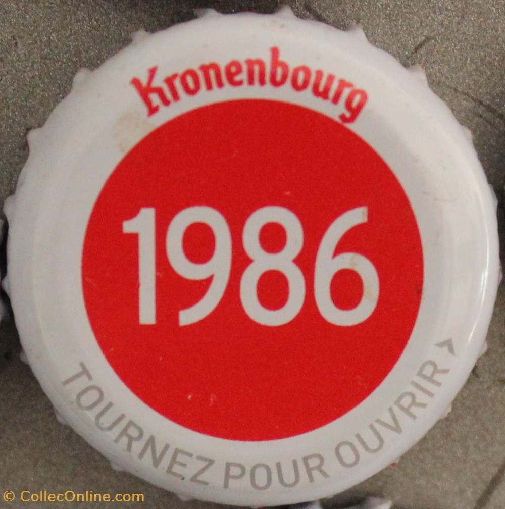 capsules muselets biere 1986 texte blanc sur fond rouge 70eme anniversaire 1947 2017 brasserie kronembourg france