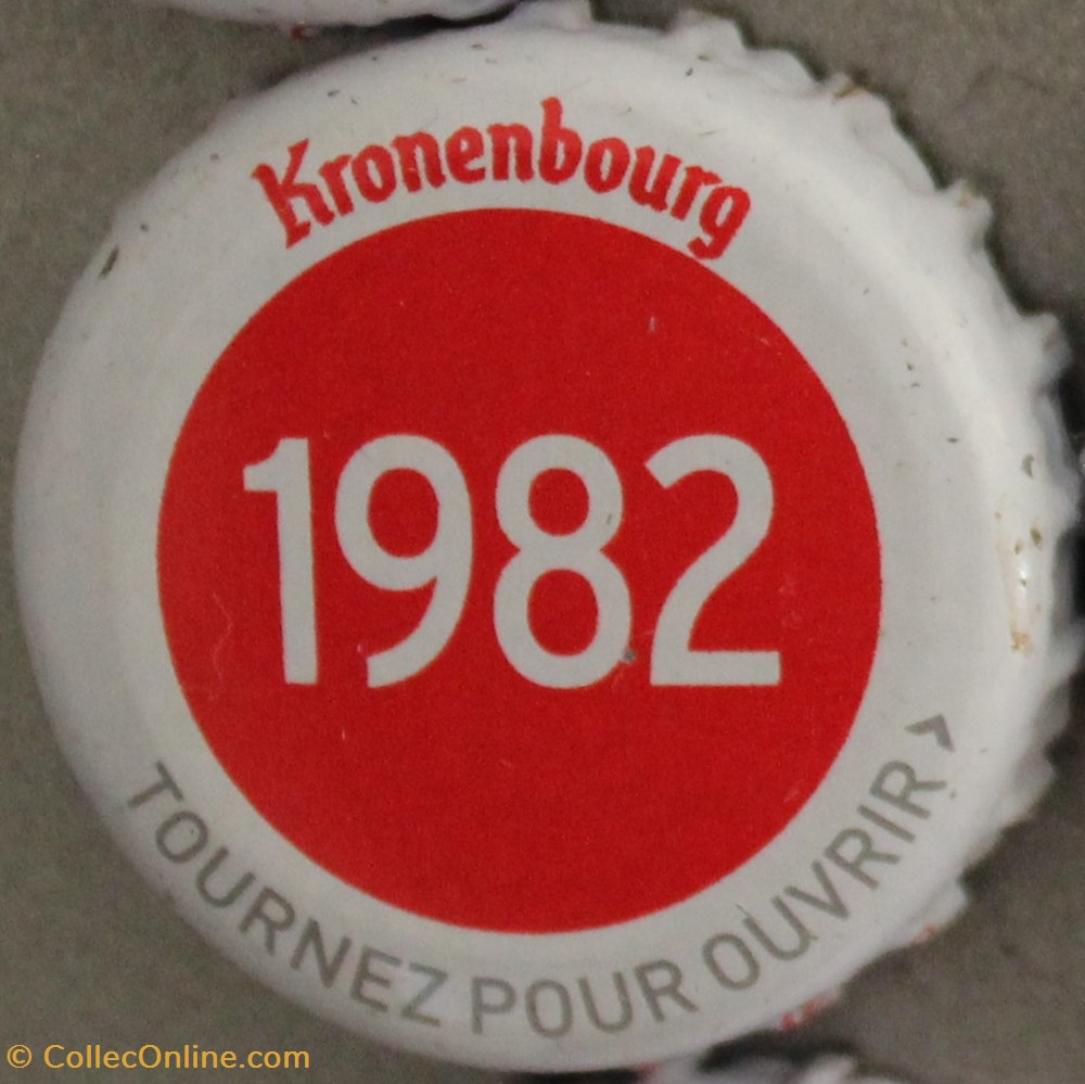 capsules muselets biere 1982 texte blanc sur fond rouge 70eme anniversaire 1947 2017 brasserie kronembourg france
