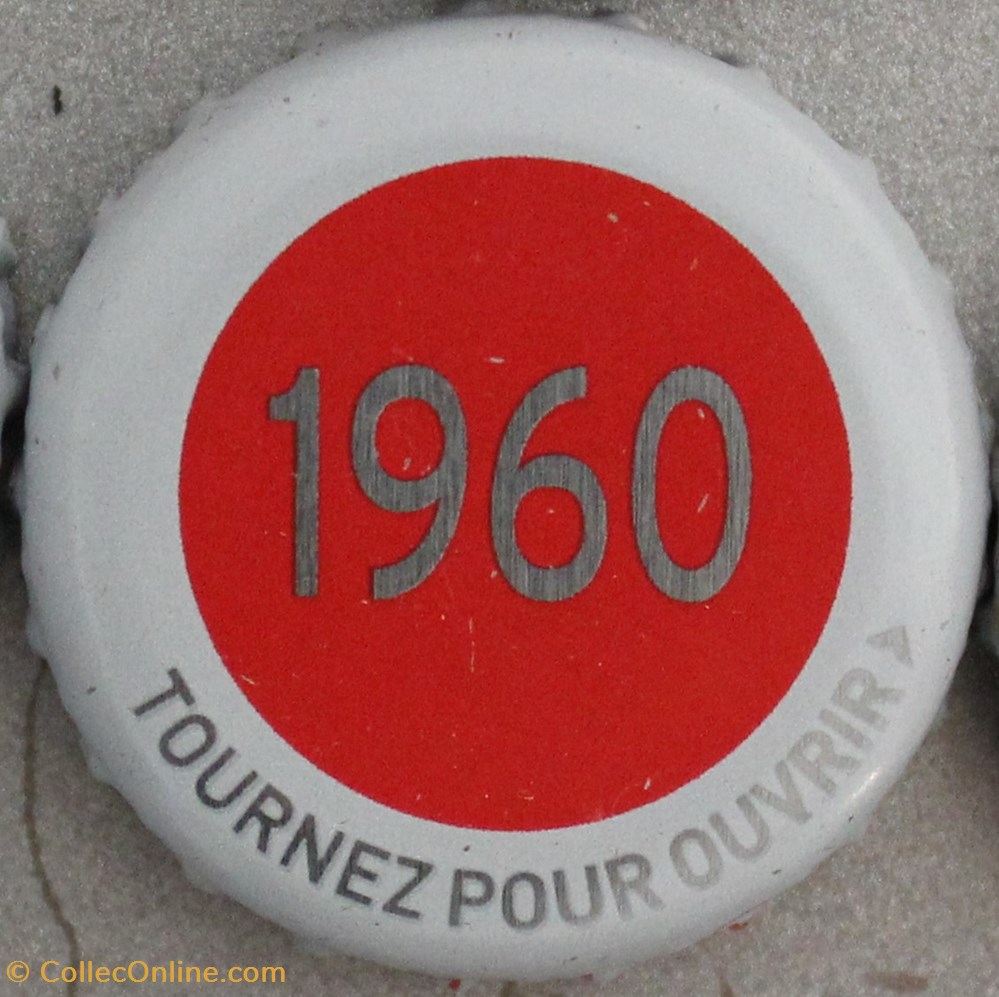 capsules muselets biere 1960 texte gris argente sur fond rouge 70eme anniversaire 1947 2017 brasserie kronembourg france
