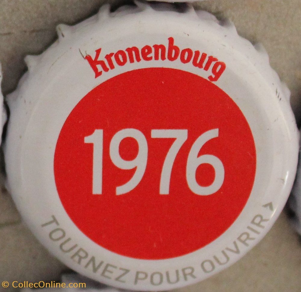 capsules muselets biere 1976 texte blanc sur fond rouge 70eme anniversaire 1947 2017 brasserie kronembourg france