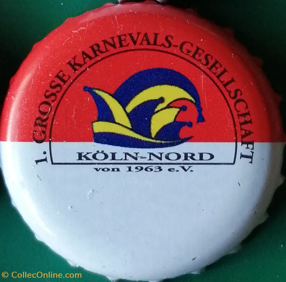 capsules muselets biere gilden kolsch rouge blanche serie karneval 2015 chapeau fou koln nord allemagne