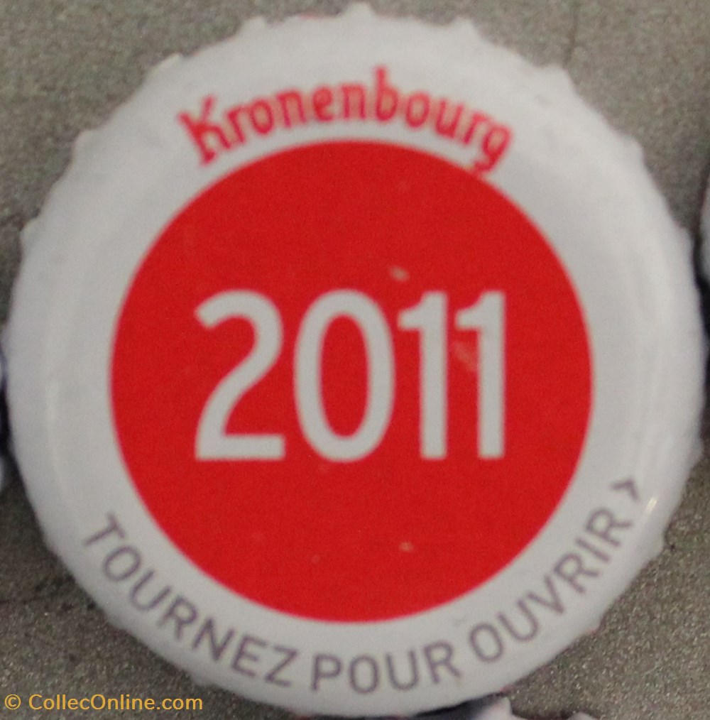 capsules muselets biere 2011 texte blanc sur fond rouge 70eme anniversaire 1947 2017 brasserie kronembourg france