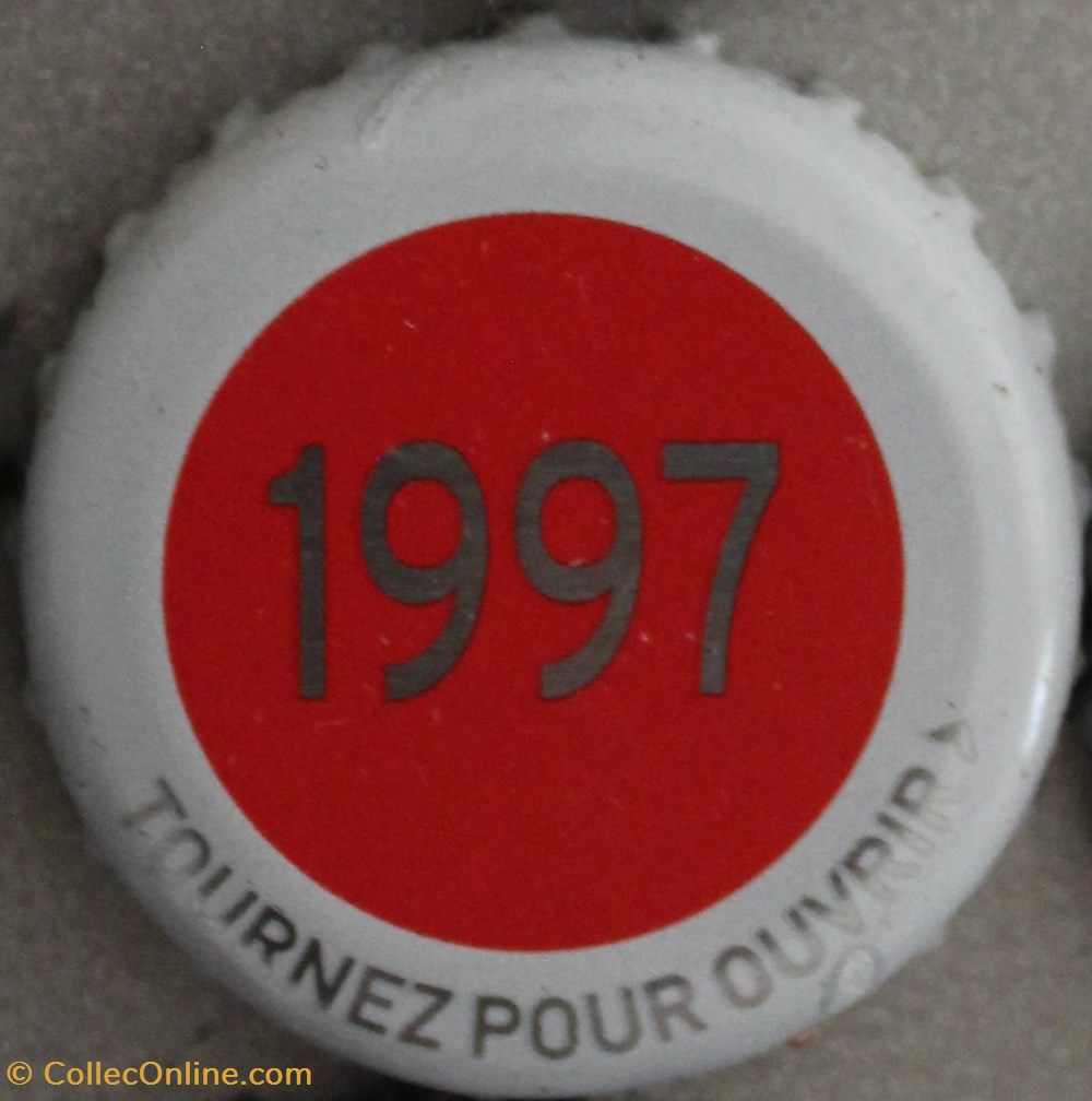 capsules muselets biere 1997 texte gris argente sur fond rouge 70eme anniversaire 1947 2017 brasserie kronembourg france