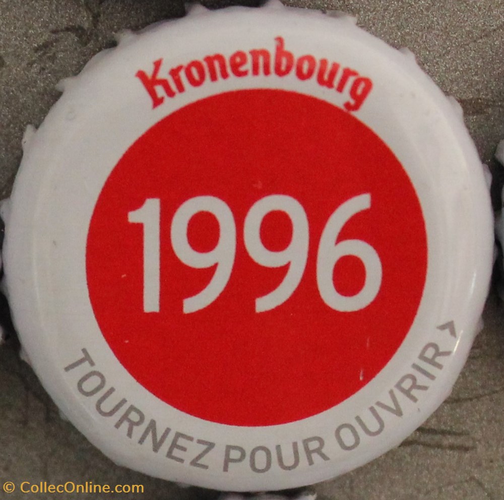 capsules muselets biere 1996 texte blanc sur fond rouge 70eme anniversaire 1947 2017 brasserie kronembourg france