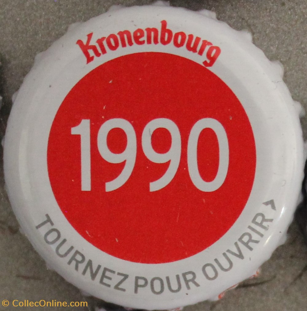 capsules muselets biere 1990 texte blanc sur fond rouge 70eme anniversaire 1947 2017 brasserie kronembourg france