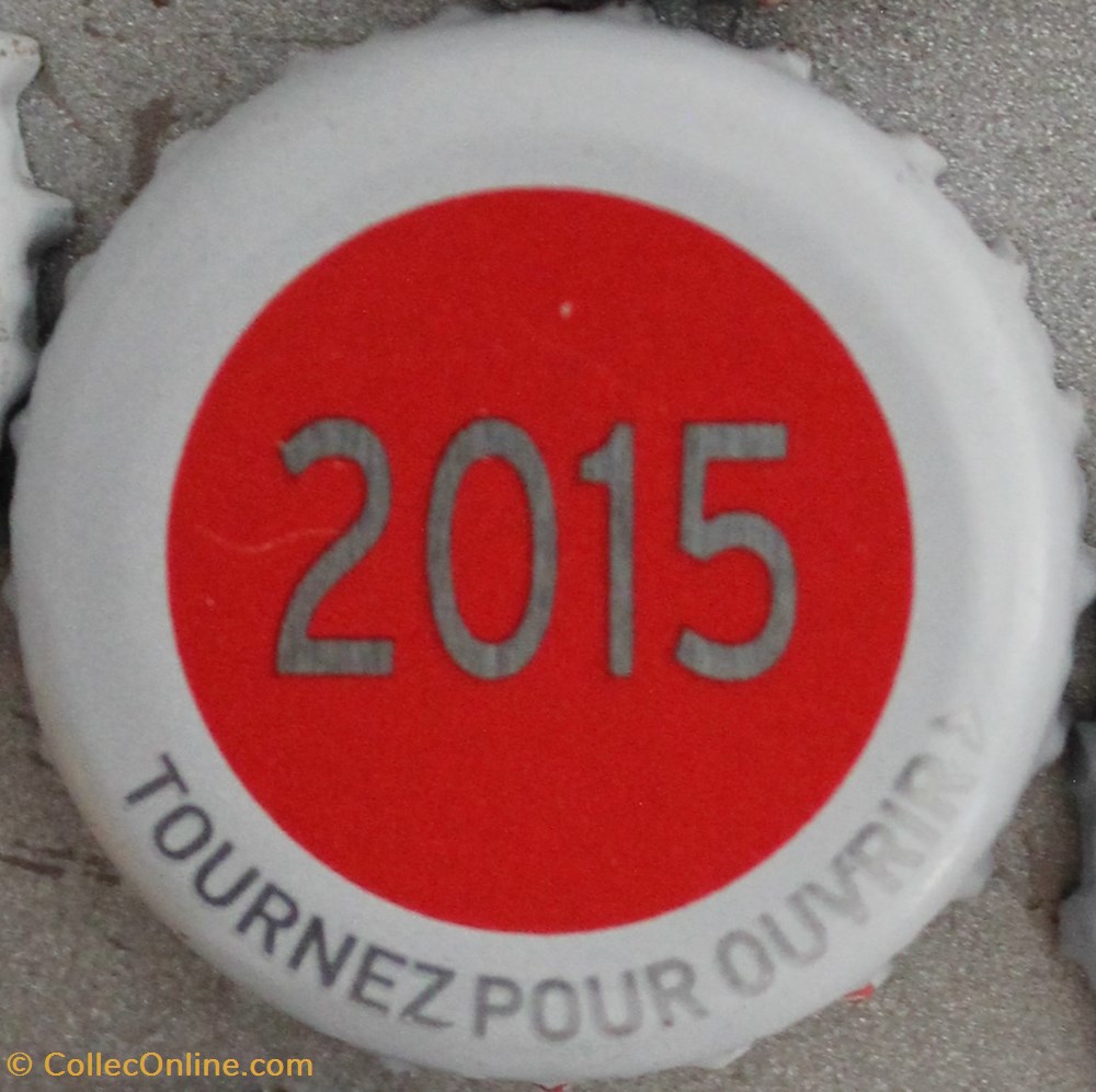 Série grise 2015 capsules muselets biere 2015 texte gris argente sur fond rouge 70eme anniversaire 1947 2017 brasserie kronembourg france