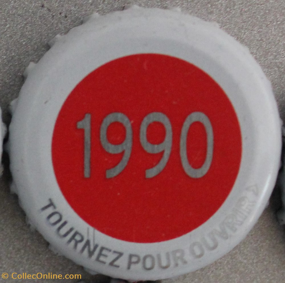 capsules muselets biere 1990 texte gris argente sur fond rouge 70eme anniversaire 1947 2017 brasserie kronembourg france