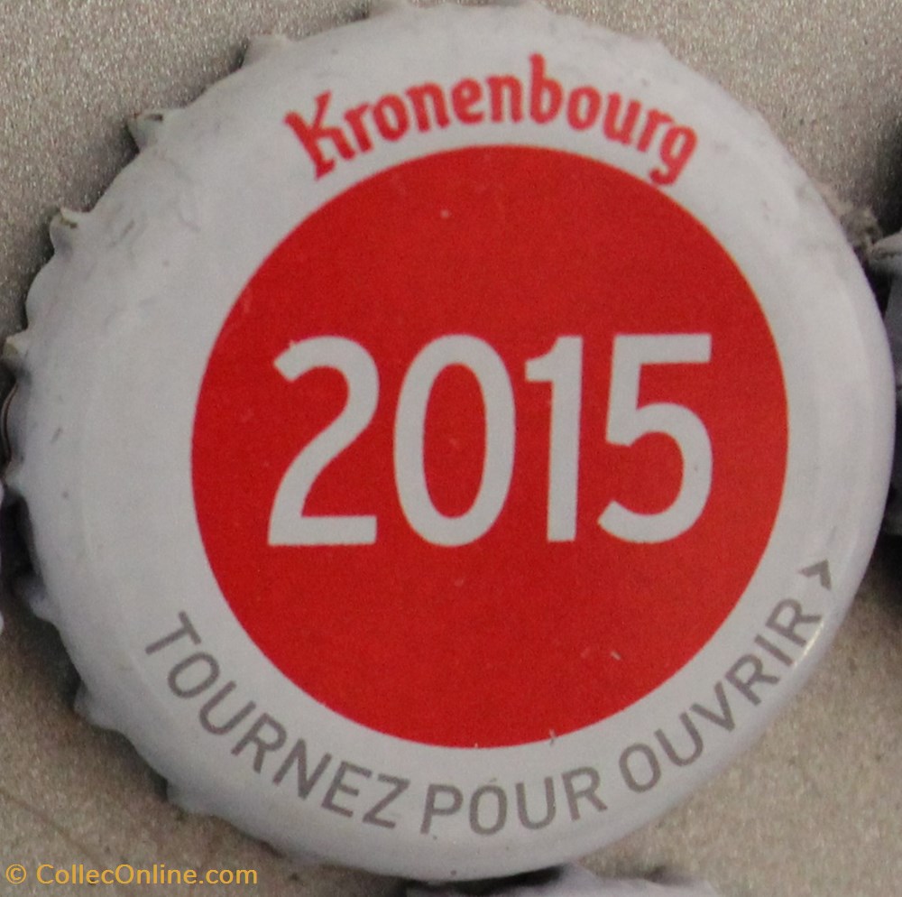 Série blanche 2015 capsules muselets biere 2015 texte blanc sur fond rouge 70eme anniversaire 1947 2017 brasserie kronembourg france