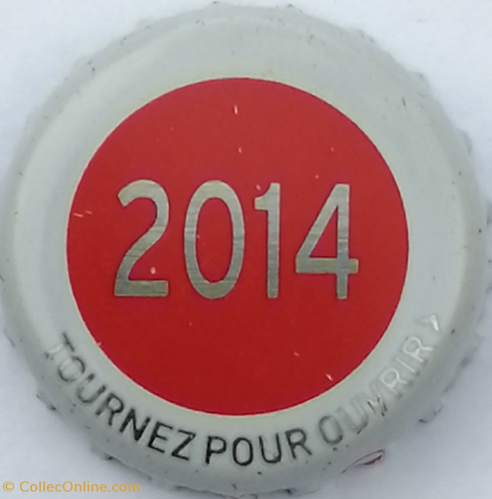 Série grise 2014 capsules muselets biere 2014 texte gris fond rouge 70eme anniversaire 1947 2017 brass kronenbourg france