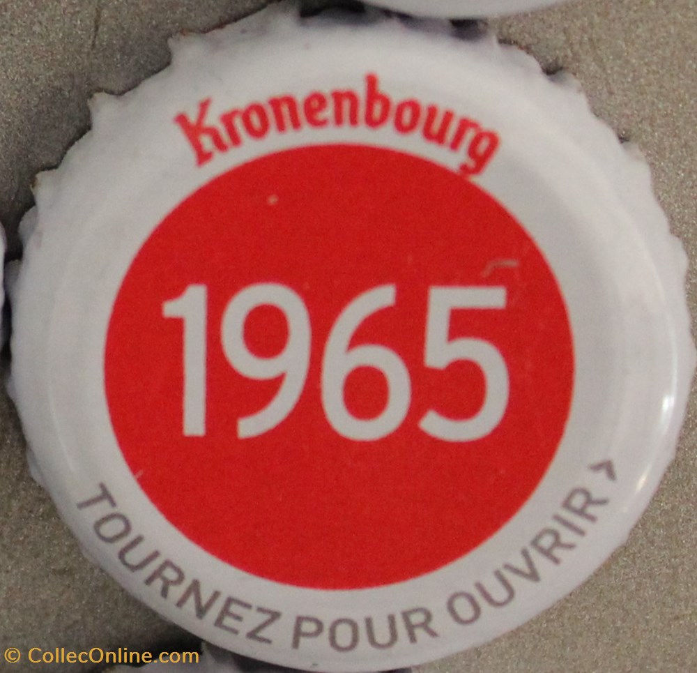capsules muselets biere 1965 texte blanc sur fond rouge 70eme anniversaire 1947 2017 brasserie kronembourg france