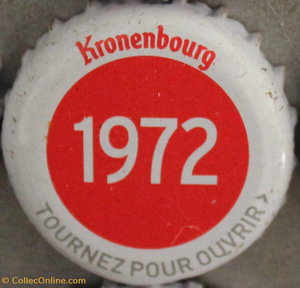 capsules muselets biere 1972 texte blanc sur fond rouge 70eme anniversaire 1947 2017 brasserie kronembourg france