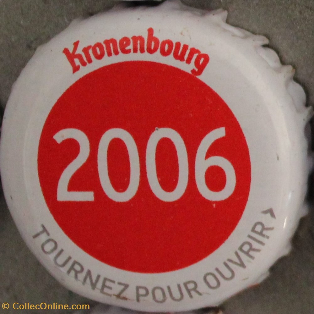 Série blanche 2006 capsules muselets biere 2006 texte blanc sur fond rouge 70eme anniversaire 1947 2017 brasserie kronembourg france