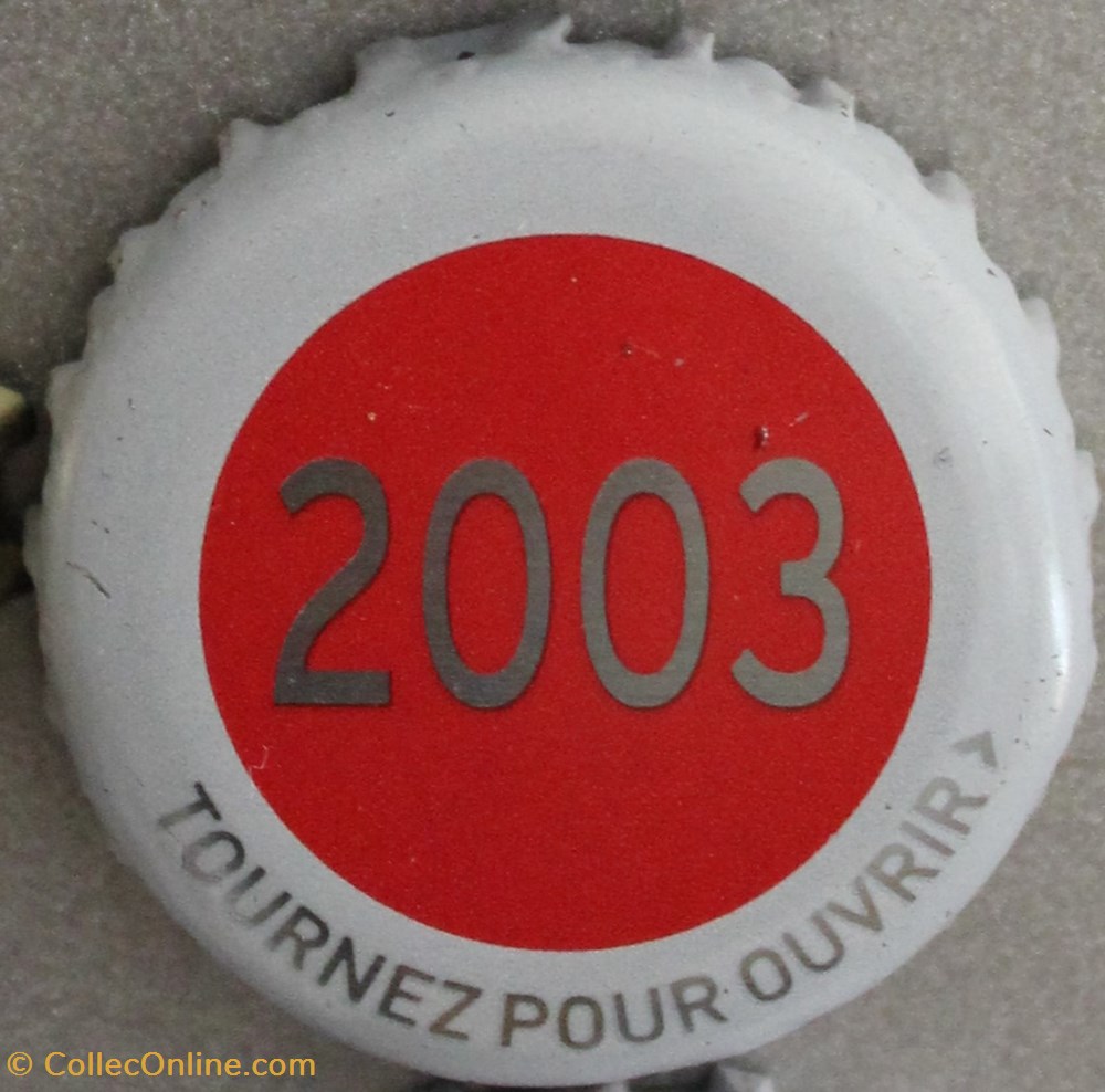 capsules muselets biere 2003 texte gris argente sur fond rouge 70eme anniversaire 1947 2017 brasserie kronembourg france