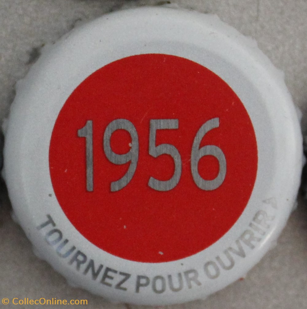 capsules muselets biere 1956 texte gris argente sur fond rouge 70eme anniversaire 1947 2017 brasserie kronembourg france