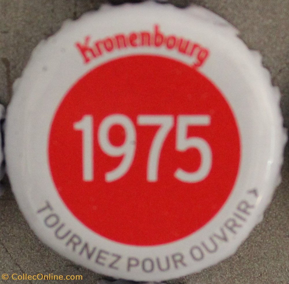 capsules muselets biere 1975 texte blanc sur fond rouge 70eme anniversaire 1947 2017 brasserie kronembourg france
