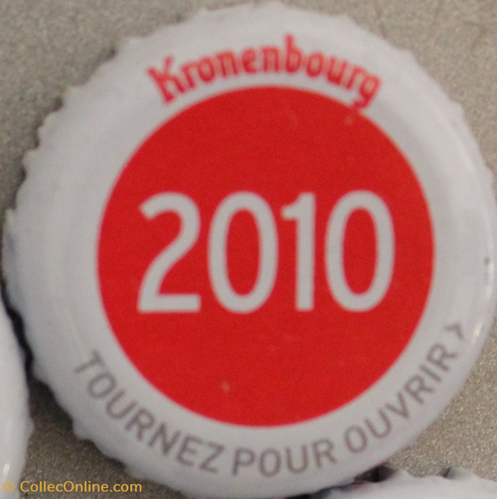Série blanche 2010 capsules muselets biere 2010 texte blanc sur fond rouge 70eme anniversaire 1947 2017 brasserie kronembourg france