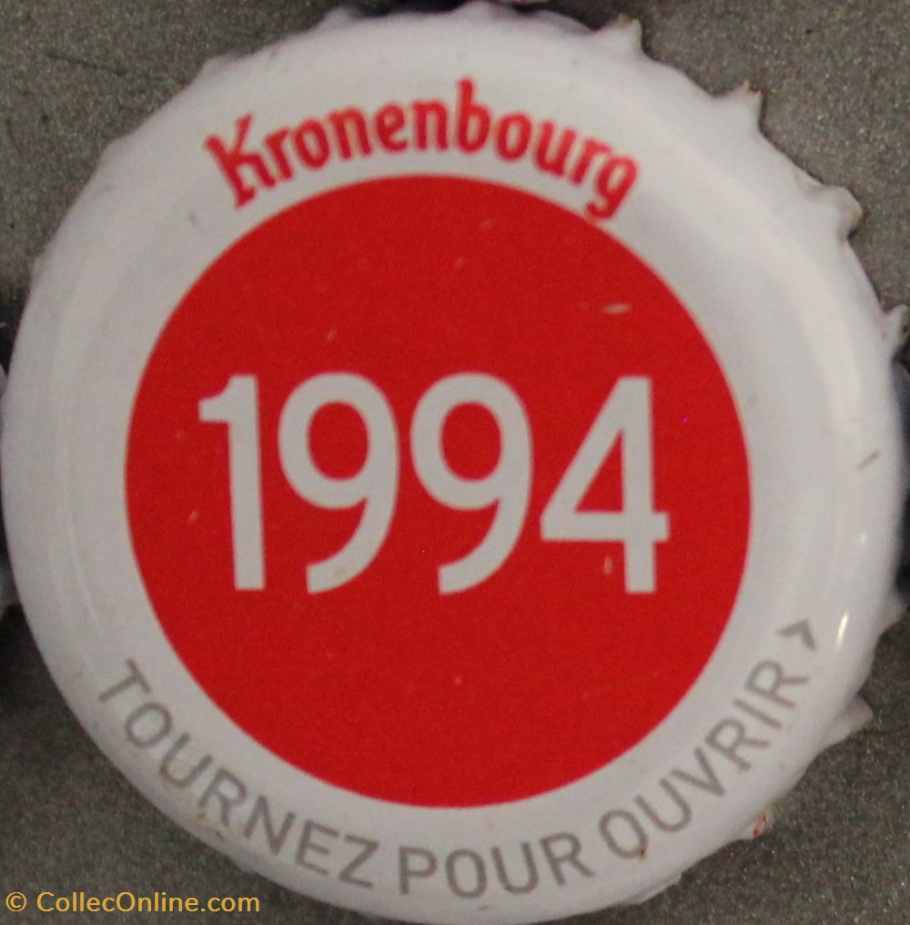 capsules muselets biere 1994 texte blanc sur fond rouge 70eme anniversaire 1947 2017 brasserie kronembourg france
