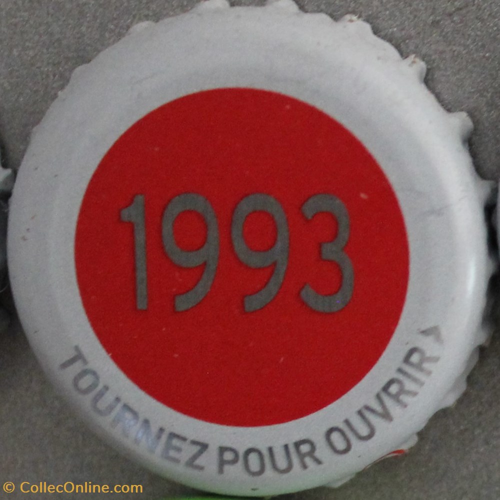capsules muselets biere 1993 texte gris argente sur fond rouge 70eme anniversaire 1947 2017 brasserie kronembourg france