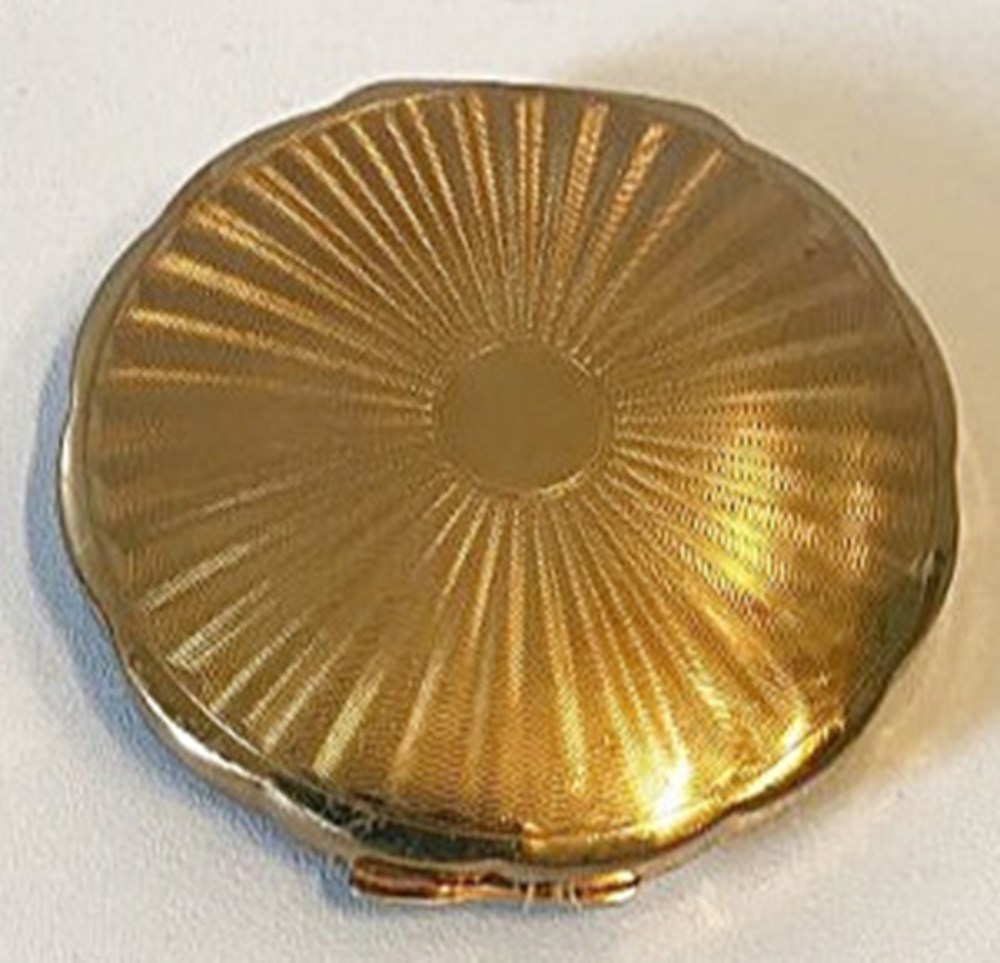 parfums beaute poudriers poudrier rond dore bord dentelle