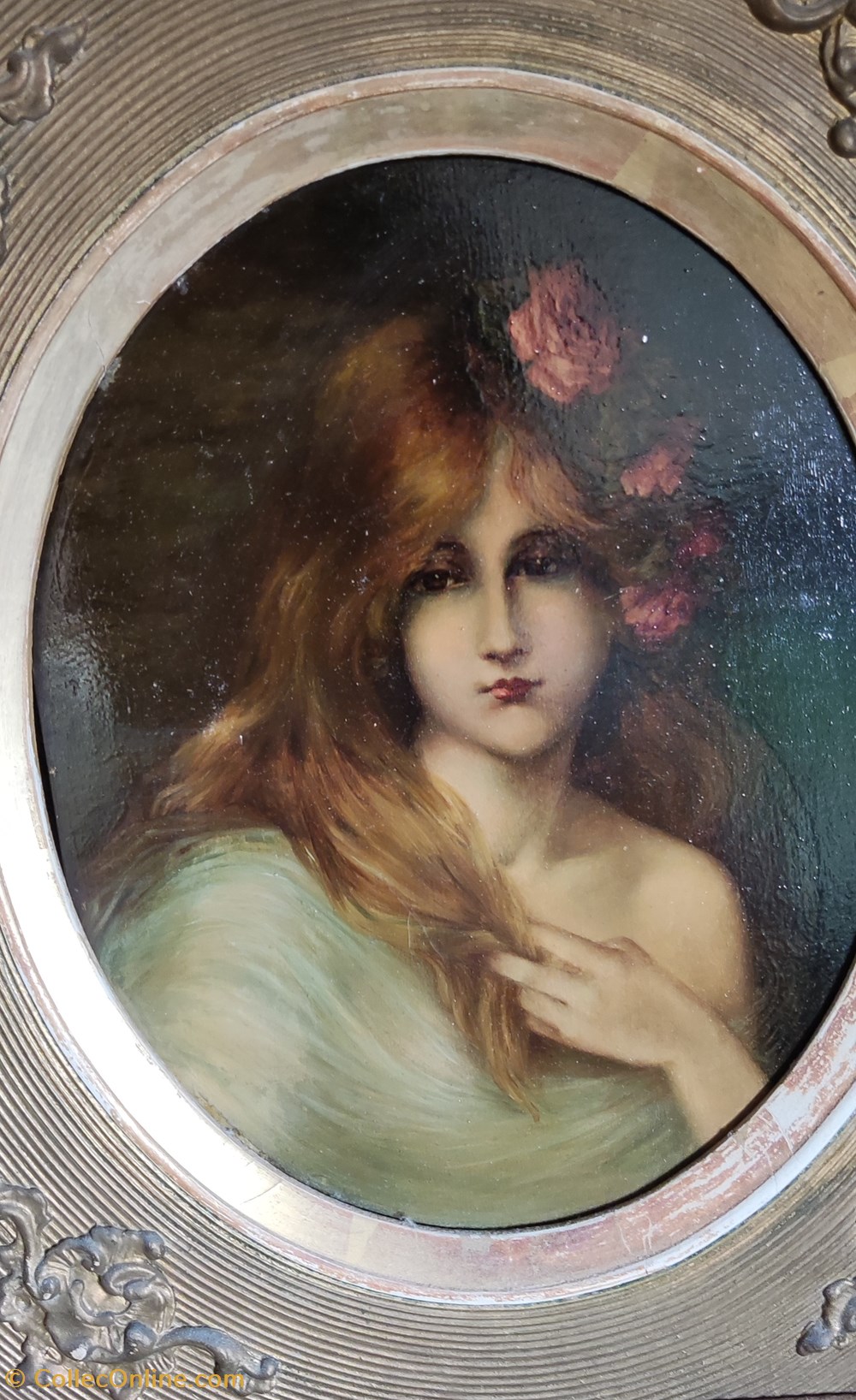 divers portrait oval huile