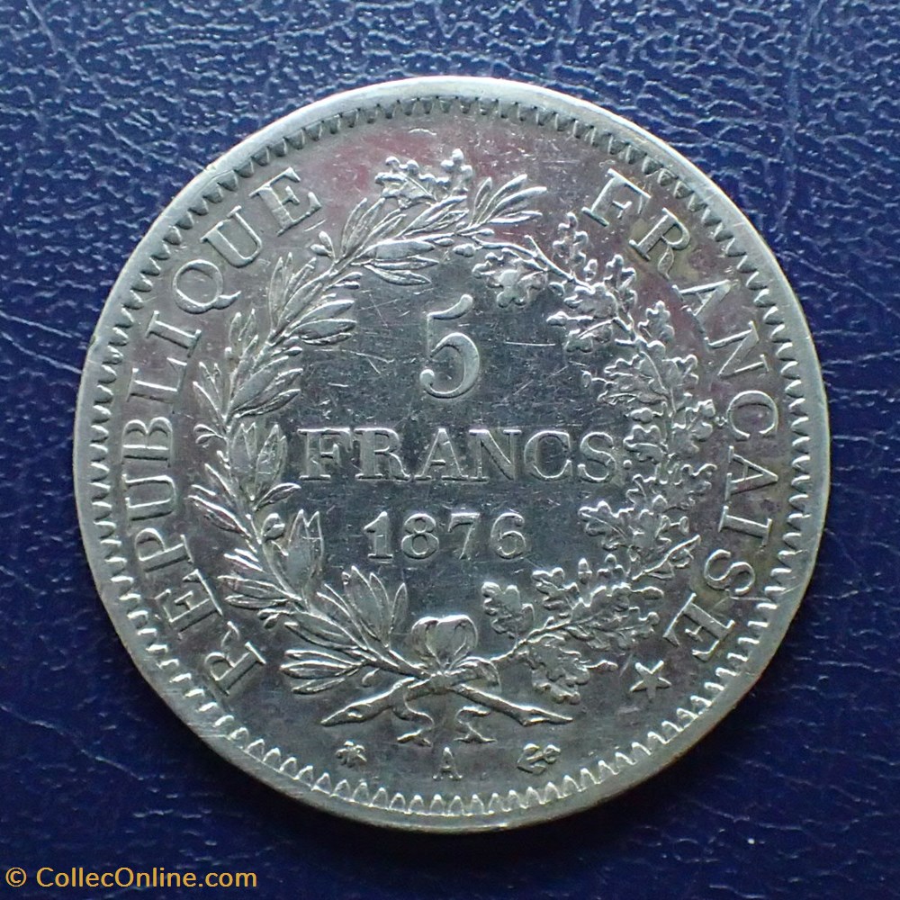 5 FRANCS 1876 A HERCULE monnaie france moderne 5 francs 1876 a hercule
