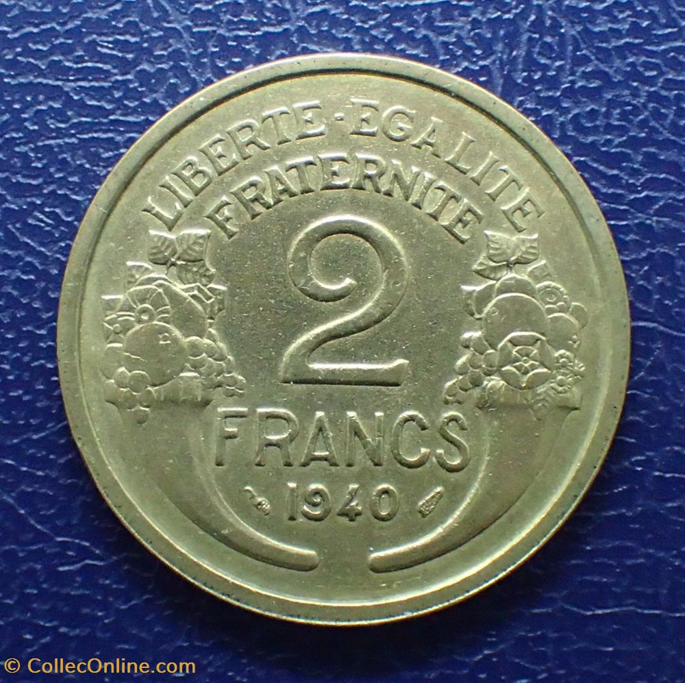 2 FRANCS 1940 Morlon cupro- aluminium monnaie france moderne 2 francs 1940 morlon cupro aluminium