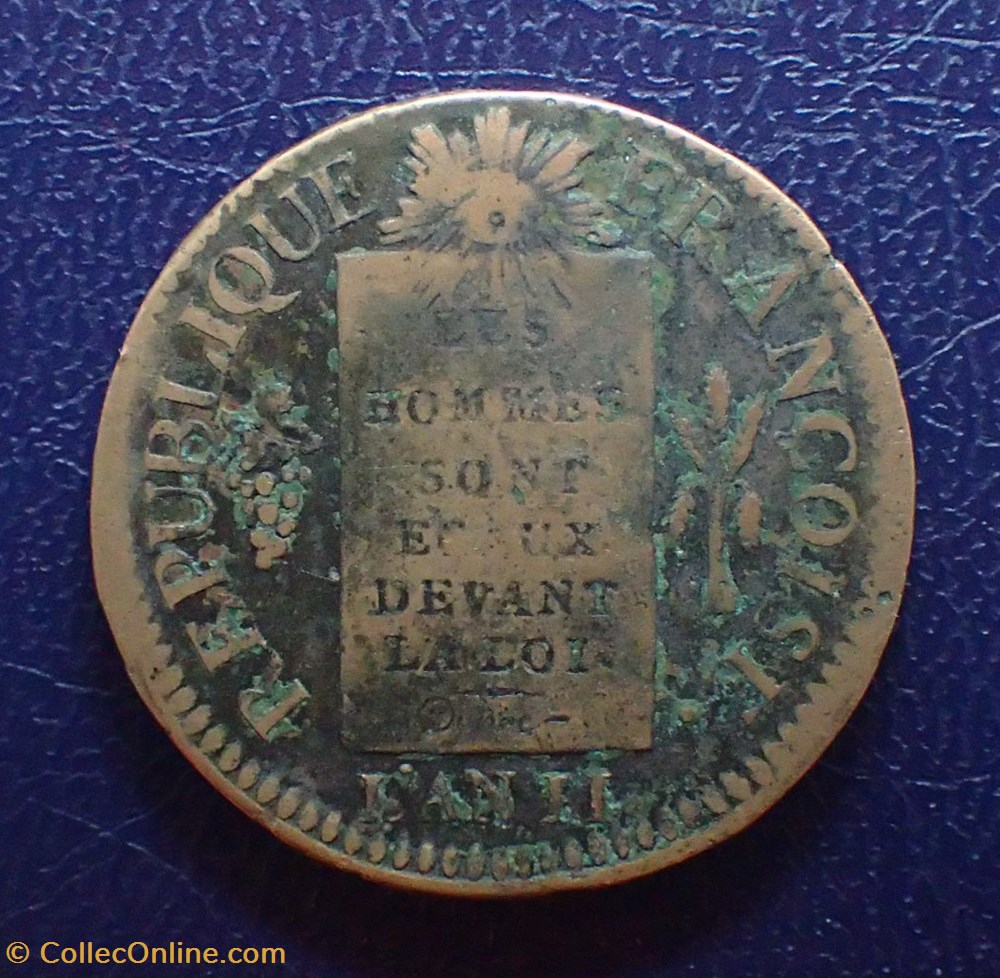 SOL à la balance , FRANCOISE An II 1793 BB monnaies france modernes sol a la balance francoise an ii 1793 bb