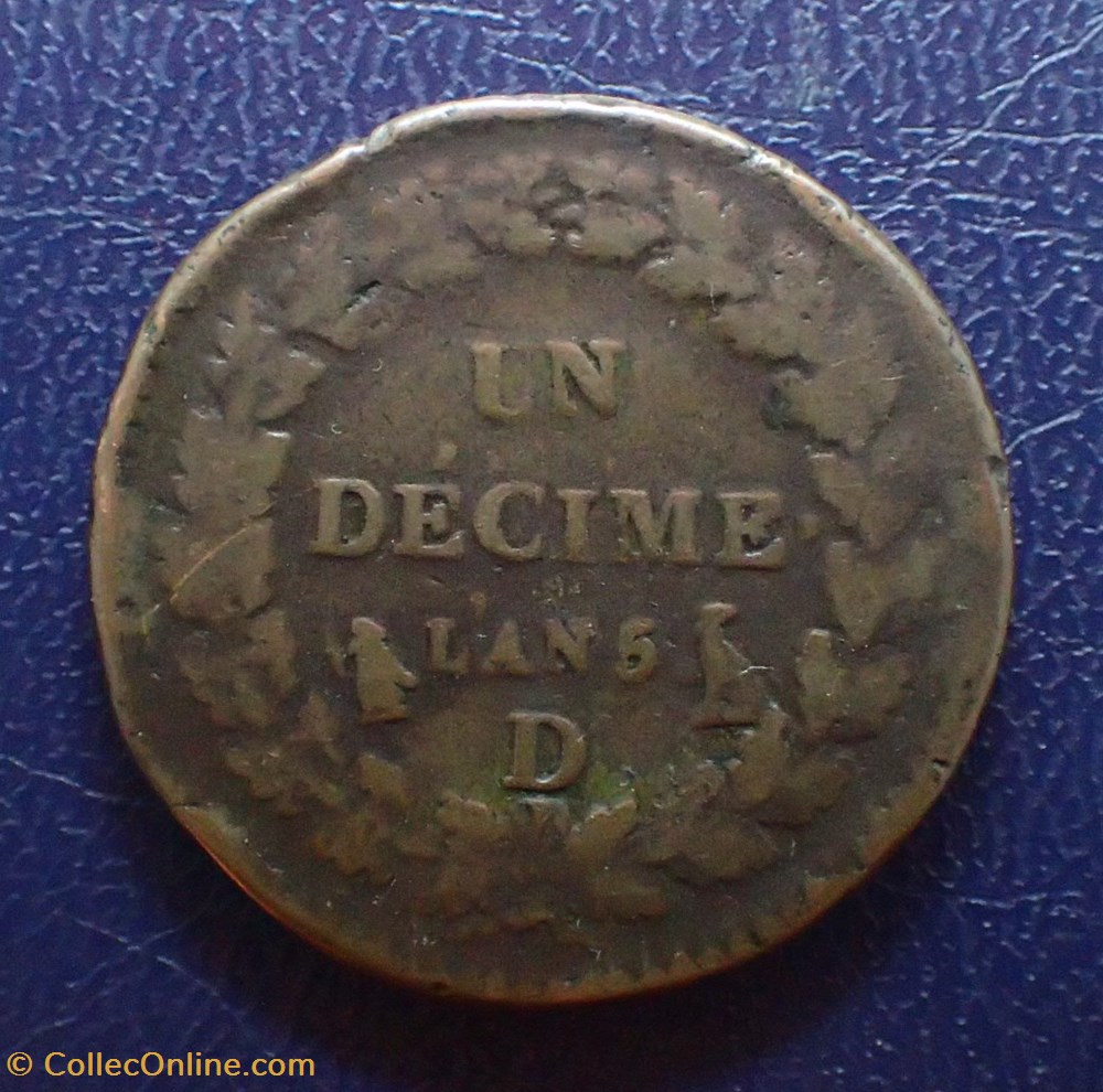 UN DECIME An 5 D Dupré type définitif monnaies france modernes un decime an 5 d dupre type definitif