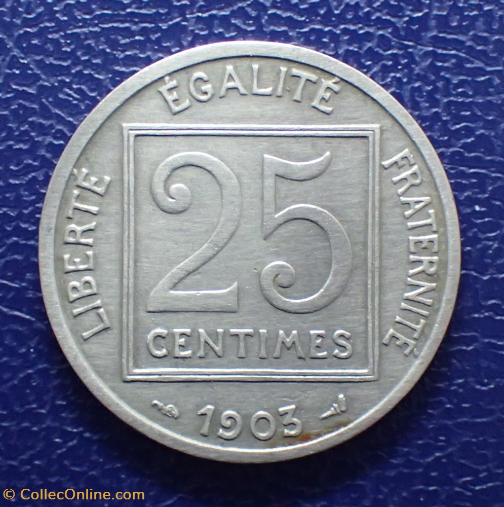 25 CENTIMES 1903 Patey, carré monnaie france moderne 25 centimes 1903 patey carre