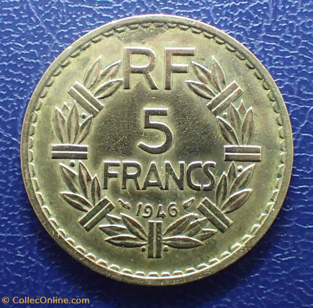 5 FRANCS 1946 Lavrillier en cupro-alu monnaie france moderne 5 francs 1946 lavrillier en cupro alu