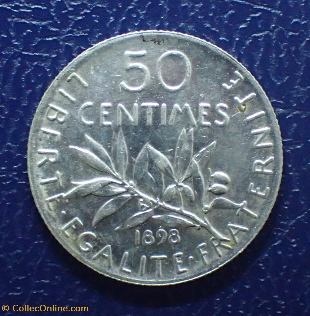 50 centimes 1898 Semeuse monnaies france a modernes 50 centimes 1898 semeuse