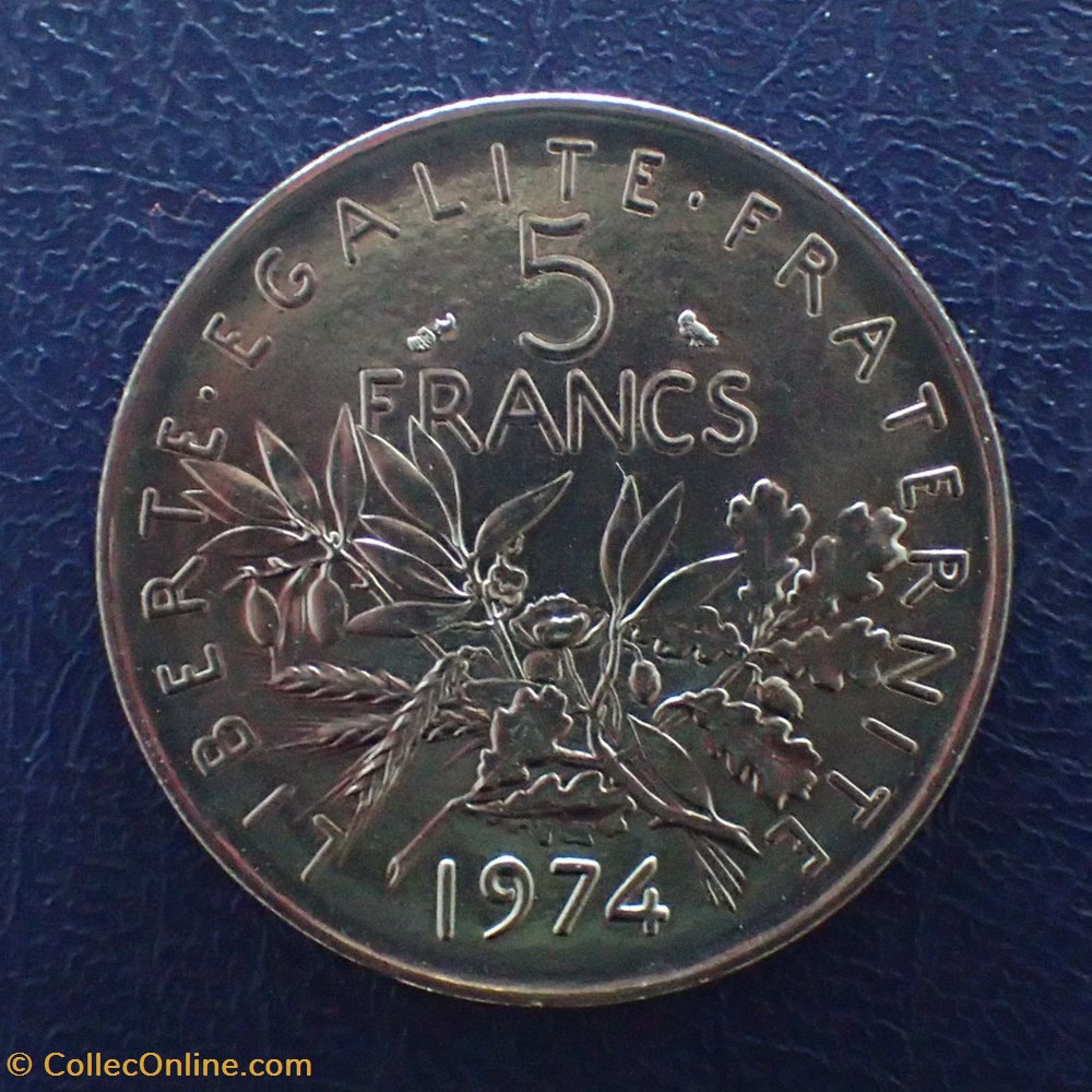 5 FRANCS 1974 Semeuse chouette en cupro-nickel monnaie france moderne 5 francs 1974 semeuse chouette en cupro nickel