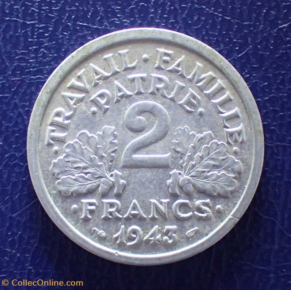 2 FRANCS 1943 Etat Français monnaie france moderne 2 francs 1943 etat francais