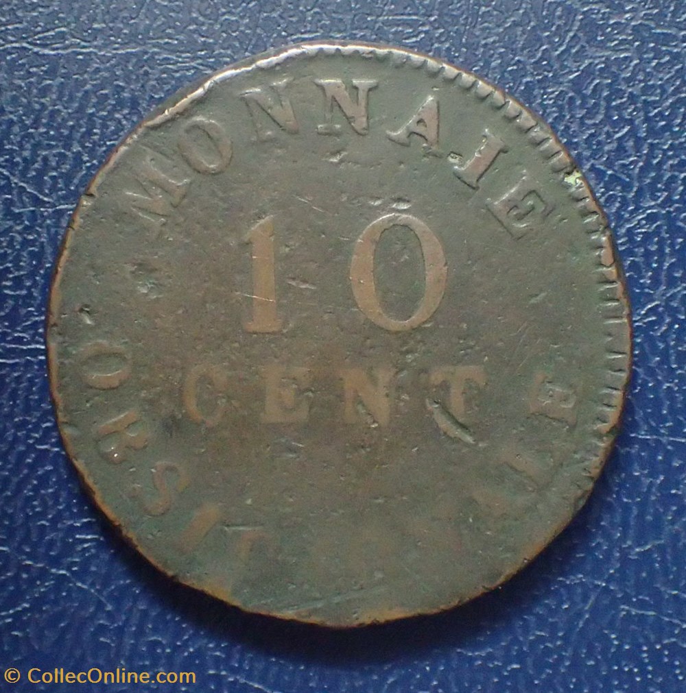monnaies france modernes 10 cent 1814 napoleon ier initiale w frappe monnaie obsidionale avec point