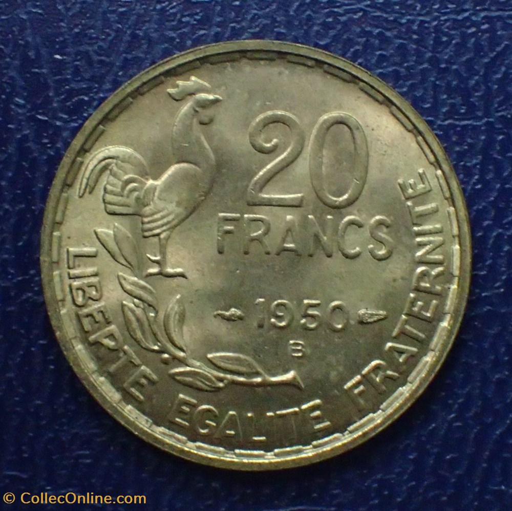 20 FRANCS Georges Guiraud 1950 B Queue 3 faucilles monnaies france modernes 20 francs georges guiraud 1950 b queue 3 faucilles