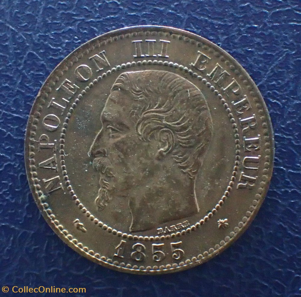 2 CENTIMES 1855 BB Chien NAPOLEON III, tete nue monnaies france modernes 2 centimes 1855 bb chien napoleon iii tete nue