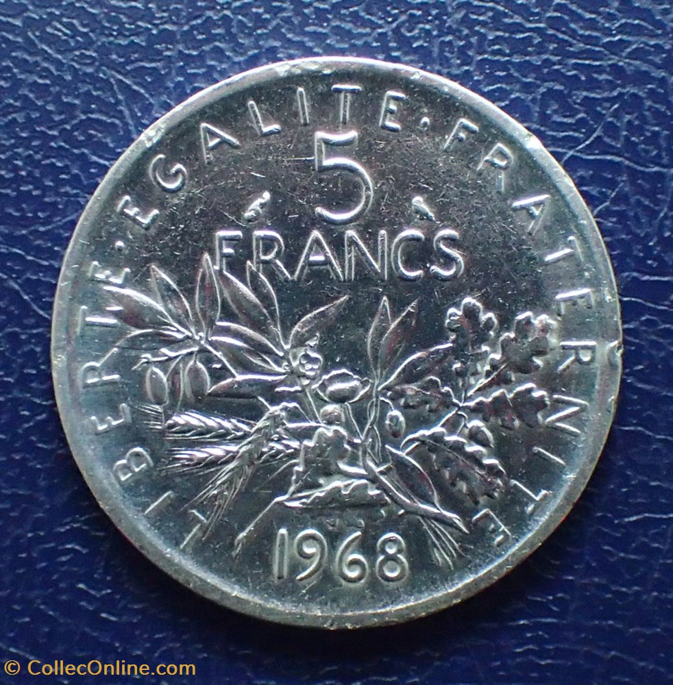 5 FRANCS 1968 Semeuse en argent monnaies monde france 5 francs 1968 semeuse en argent