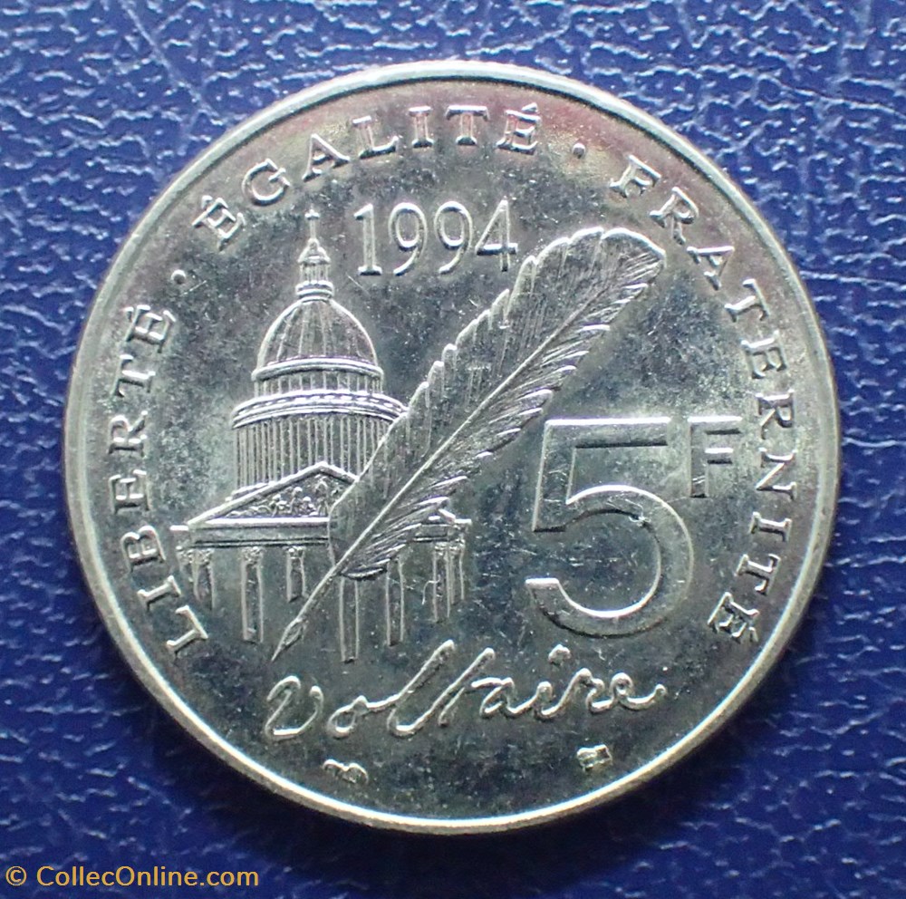 5 FRANCS 1994 Voltaire monnaie france moderne 5 francs 1994 voltaire