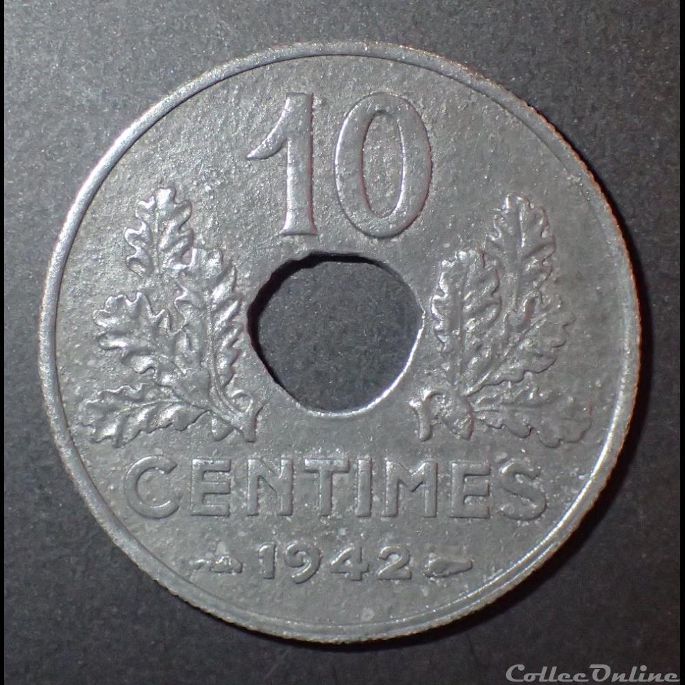 10 CENTIMES 1942 Grand module monnaie france moderne 10 centimes 1942 grand module