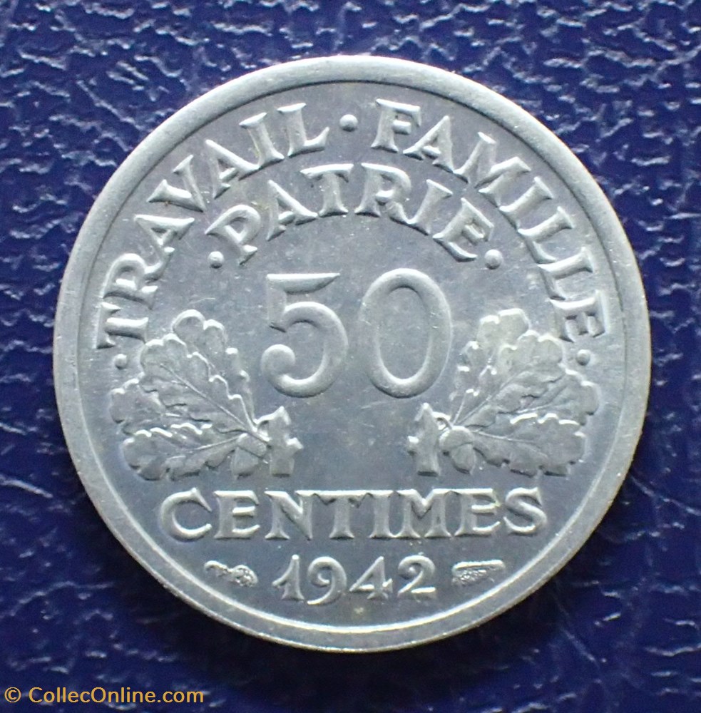 50 Centimes 1942 Bazor poids fort monnaie france moderne 50 centimes 1942 bazor poids fort