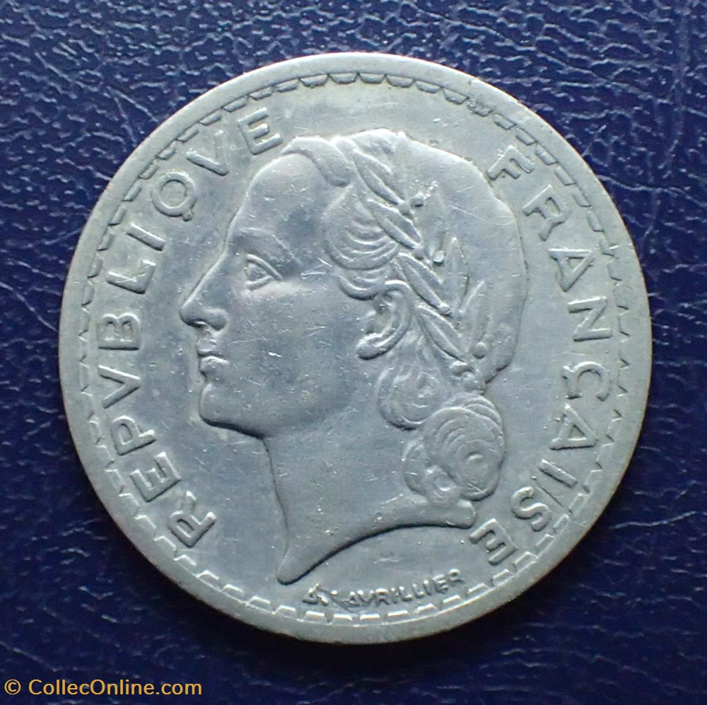 5 FRANCS 1945 Lavrillier en aluminium 9 ouvert monnaie france moderne 5 francs 1945 lavrillier en aluminium 9 ouvert