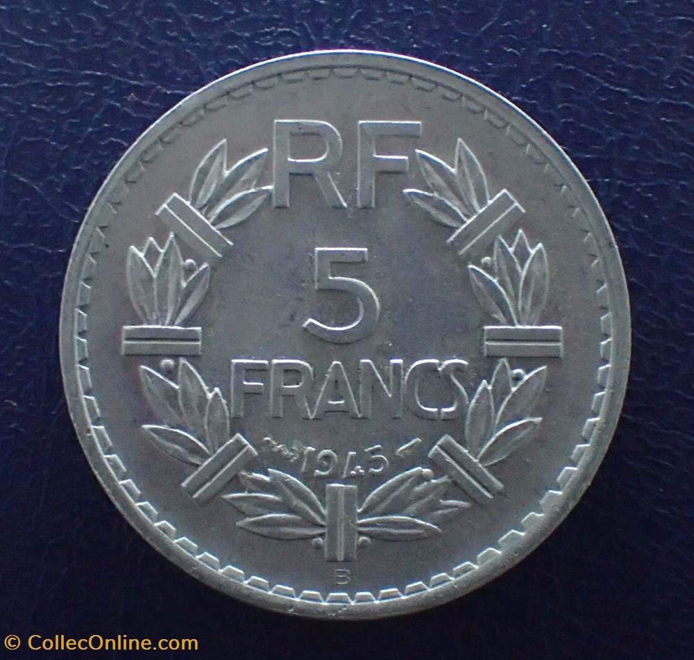 5 FRANCS 1945 B Lavrillier en aluminium monnaie france moderne 5 francs 1945 b lavrillier en aluminium